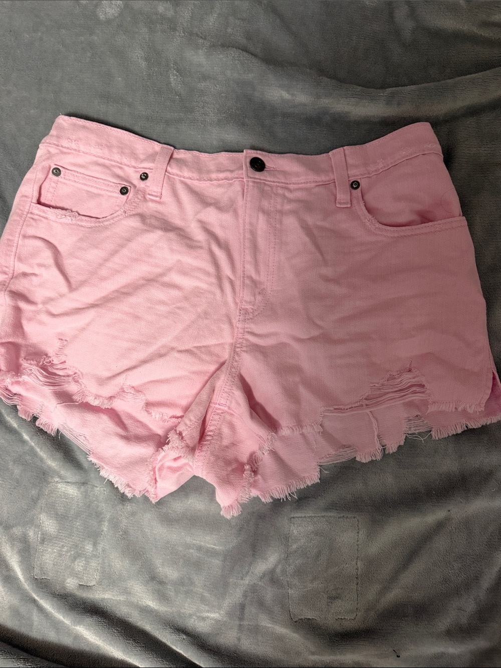 aerie Light Pink Distressed Denim Cutoff Shorts